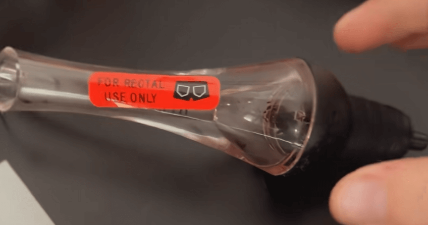 Close-up of a humorous prank item labeled 'For Rectal Use Only', showcasing a playful prank idea.