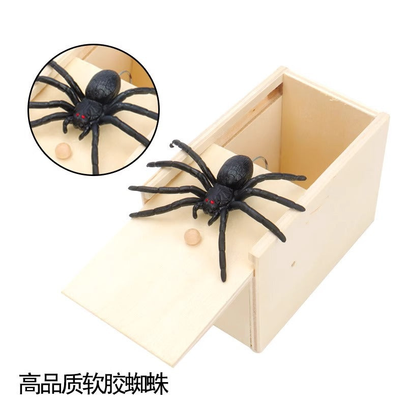 Wooden Spider Jump Scare Box – Classic Prank Toy for All Ages