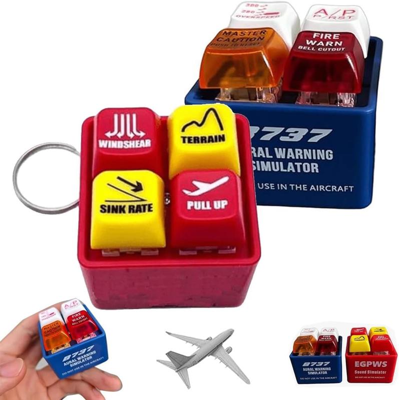 Pilot and Crew Alert Keychain Egpws Warning Sound Simulator, Glowing Cockpit Safety Button, AirplaneEmergency Alert