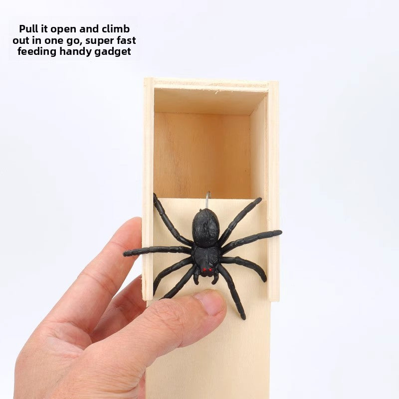 Wooden Spider Jump Scare Box – Classic Prank Toy for All Ages