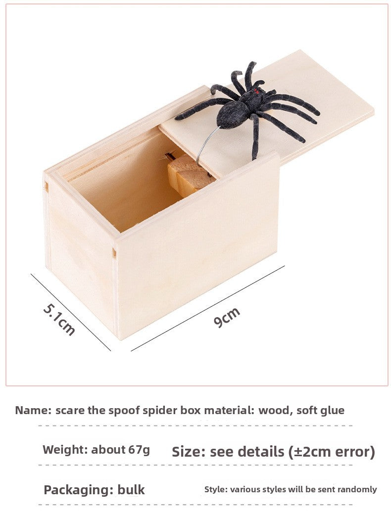 Wooden Spider Jump Scare Box – Classic Prank Toy for All Ages
