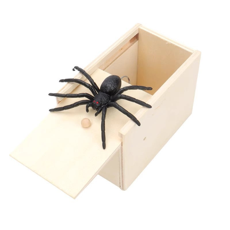Wooden Spider Jump Scare Box – Classic Prank Toy for All Ages