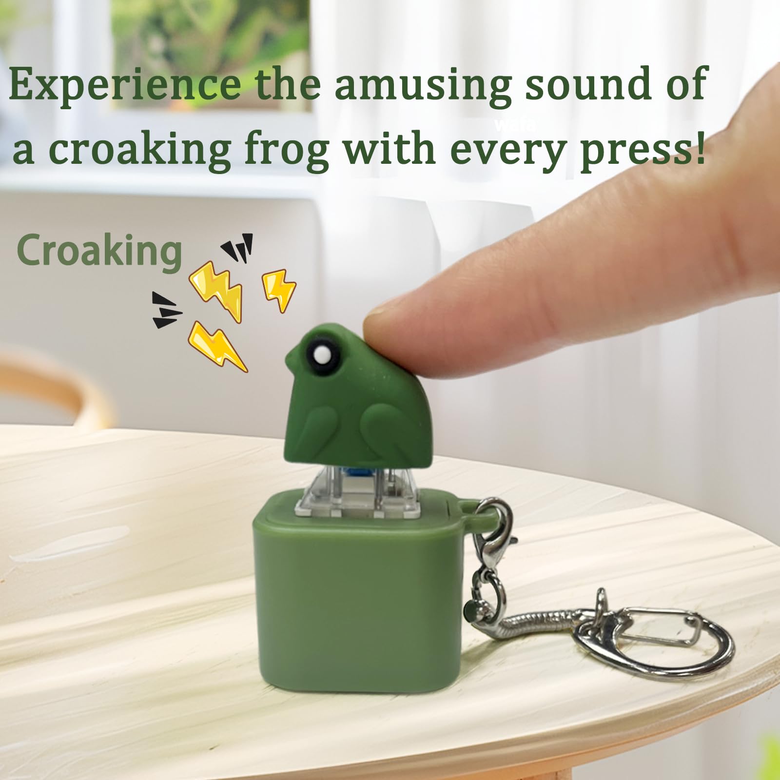 Frog Croaking & Spinning Quack Duck Keychain - Realistic Sounds LED Lights Fidget Toy for Stress Relief Focus Kids Adults Portable Sensory Item