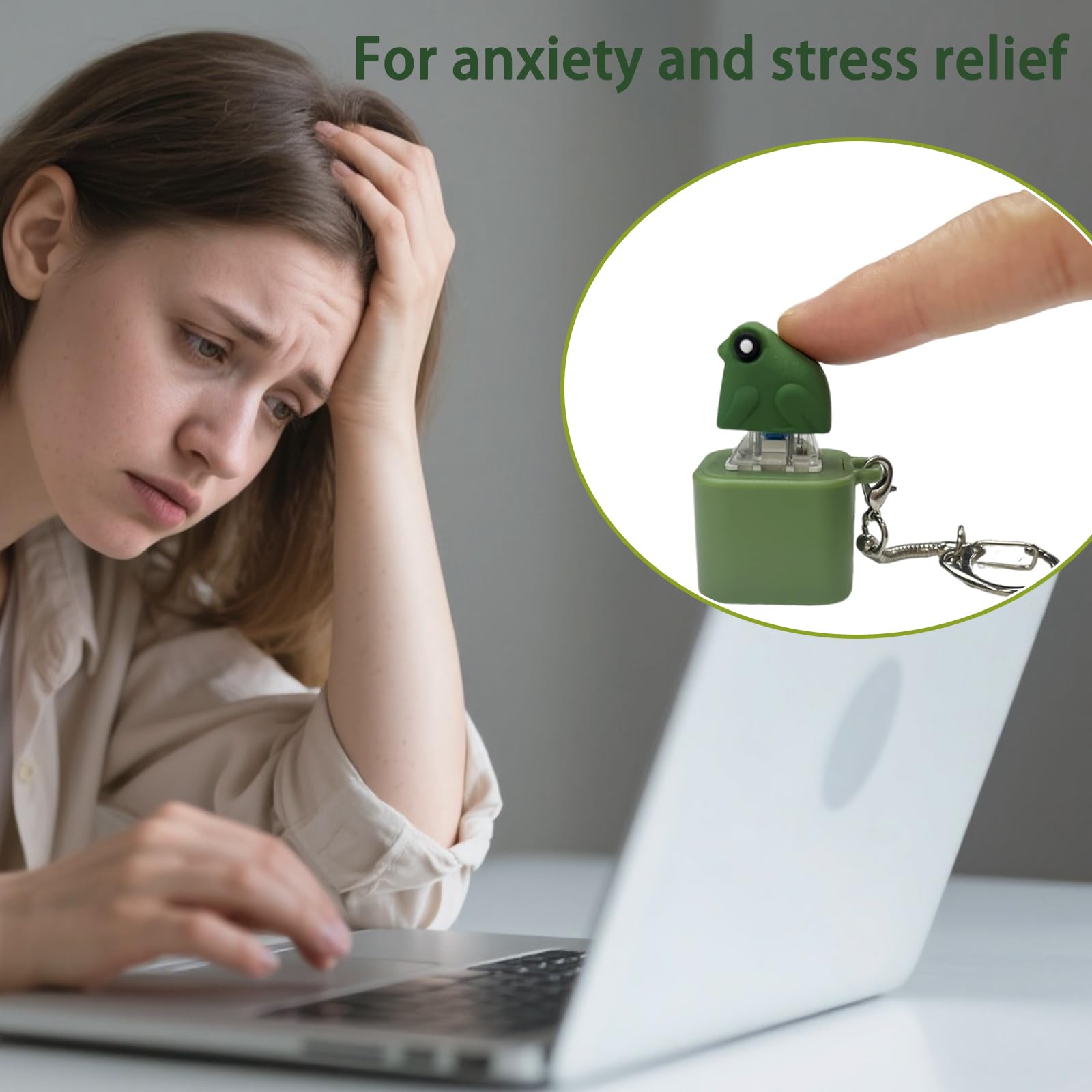 Frog Croaking & Spinning Quack Duck Keychain - Realistic Sounds LED Lights Fidget Toy for Stress Relief Focus Kids Adults Portable Sensory Item