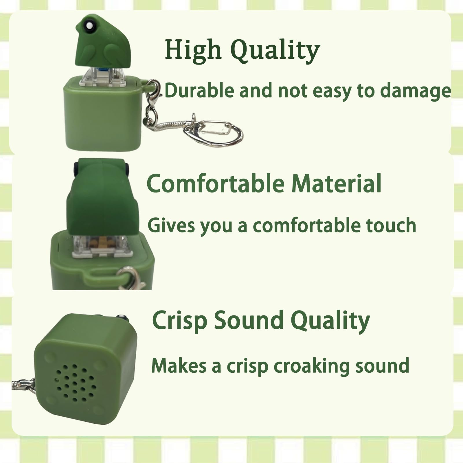Frog Croaking & Spinning Quack Duck Keychain - Realistic Sounds LED Lights Fidget Toy for Stress Relief Focus Kids Adults Portable Sensory Item