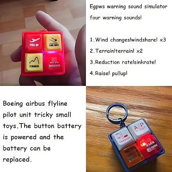 Pilot and Crew Alert Keychain Egpws Warning Sound Simulator, Glowing Cockpit Safety Button, AirplaneEmergency Alert
