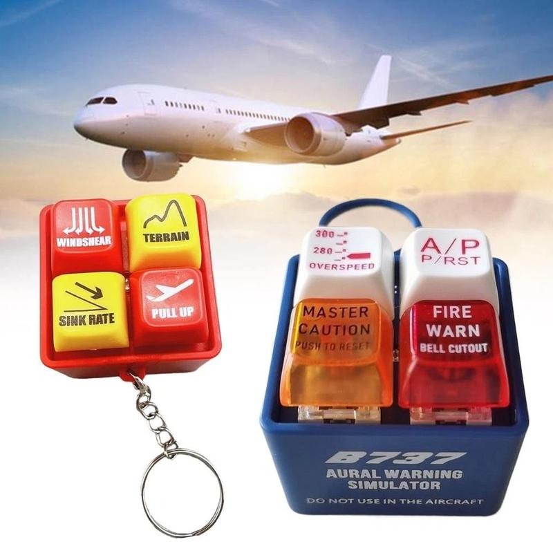 Pilot and Crew Alert Keychain Egpws Warning Sound Simulator, Glowing Cockpit Safety Button, AirplaneEmergency Alert