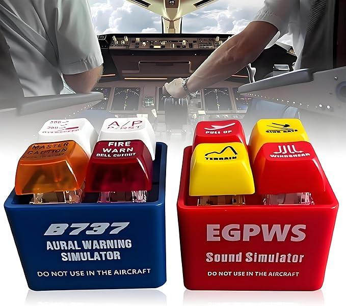Pilot and Crew Alert Keychain Egpws Warning Sound Simulator, Glowing Cockpit Safety Button, AirplaneEmergency Alert