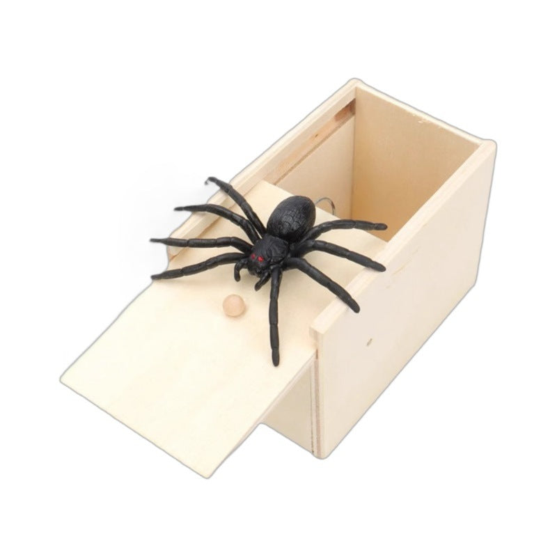 Wooden Spider Jump Scare Box – Classic Prank Toy for All Ages