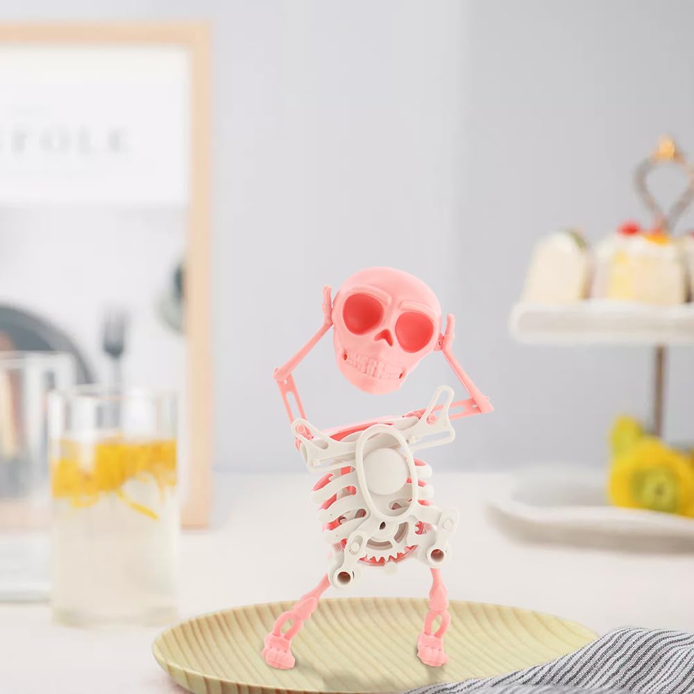Dancing Skeleton Toy, 3D Swinging Wind Up Skeleton Desktop Spring Clockwork Toy for Desk Decoration and Stress Relief