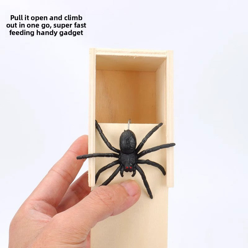 Wooden Spider Jump Scare Box – Classic Prank Toy for All Ages
