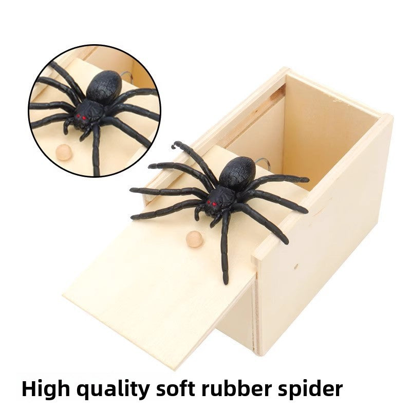 Wooden Spider Jump Scare Box – Classic Prank Toy for All Ages