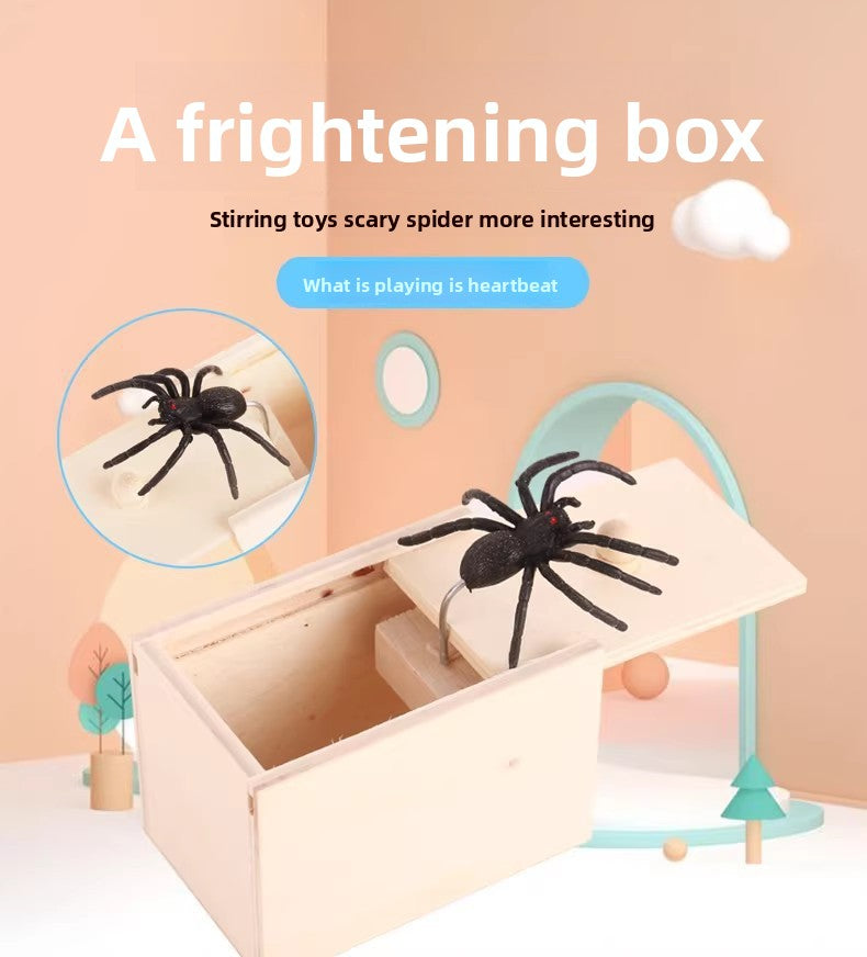 Wooden Spider Jump Scare Box – Classic Prank Toy for All Ages