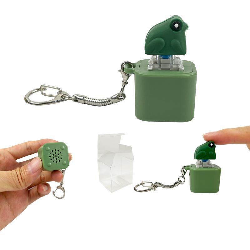 Frog Croaking & Spinning Quack Duck Keychain - Realistic Sounds LED Lights Fidget Toy for Stress Relief Focus Kids Adults Portable Sensory Item
