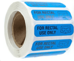 Waterproof funny prank label roll that reads 'For Rectal Use Only' for playful party surprises.
