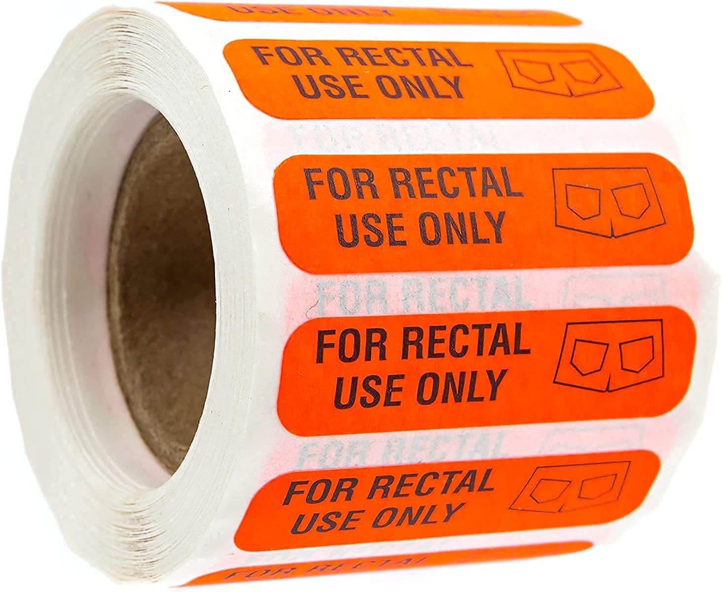 Waterproof funny prank label roll with 'For Rectal Use Only' stickers for hilarious surprises.