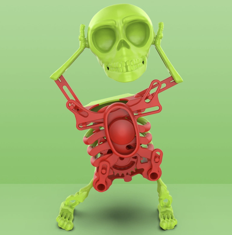 Dancing Skeleton Toy, 3D Swinging Wind Up Skeleton Desktop Spring Clockwork Toy for Desk Decoration and Stress Relief