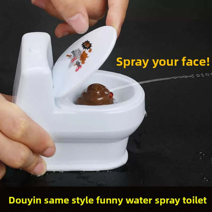 Mini toilet prank toy spraying water for hilarious gag gift fun with friends and family.