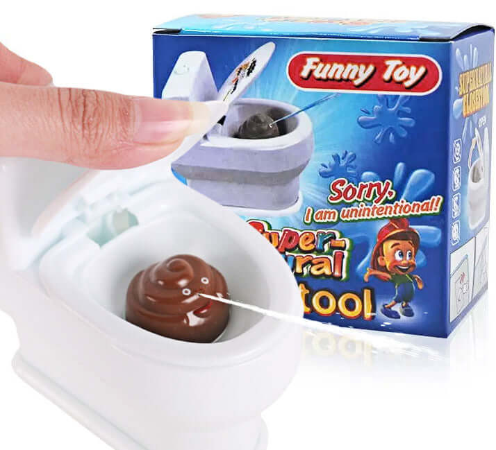 Hilarious Mini Toilet Prank Toy spraying water, perfect gag gift for laughter and fun with friends!