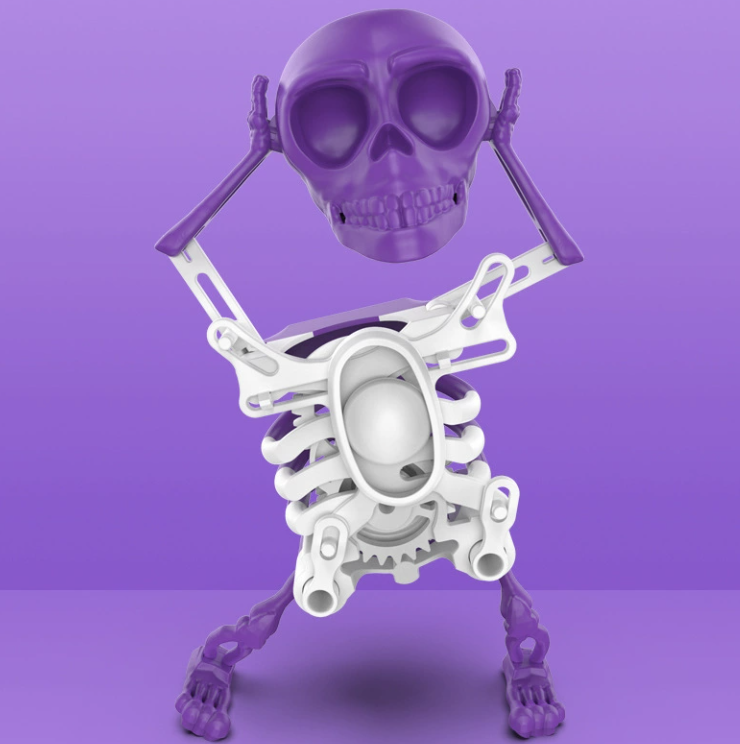 Dancing Skeleton Toy, 3D Swinging Wind Up Skeleton Desktop Spring Clockwork Toy for Desk Decoration and Stress Relief