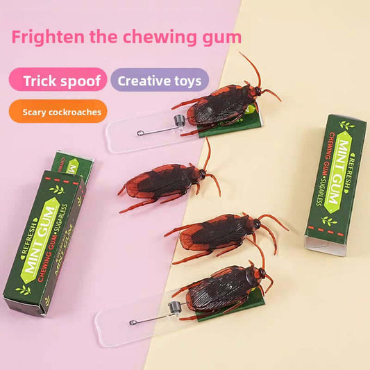Cooplay 4PCS Roaches Prank Chewing Gum Spoof Cockroach Head Toys Gadget Insert Fake Practical Joke with Package Realistic Shocking Pull Trick Novelty Adult Funny Halloween Fool's Day Party Favors