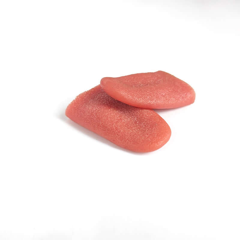 Realistic fake tongue prank toy in vibrant red, perfect for Halloween and party gags.