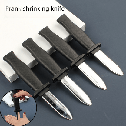 Retractable prank knife toy set for safe gagging, perfect for fun surprises and laughter with friends.