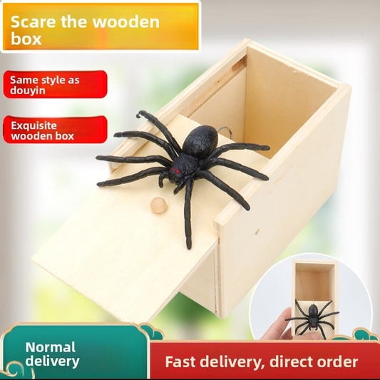 Wooden Spider Jump Scare Box – Classic Prank Toy for All Ages