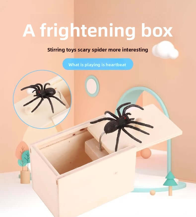 Wooden Spider Jump Scare Box – Classic Prank Toy for All Ages